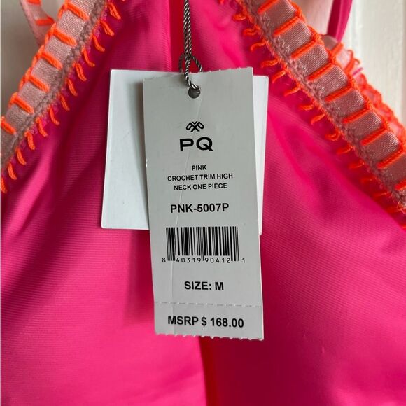 Nwt Anthropologie PilyQ platinum crochet pink cut out one piece swimsuit - Picture 6 of 6
